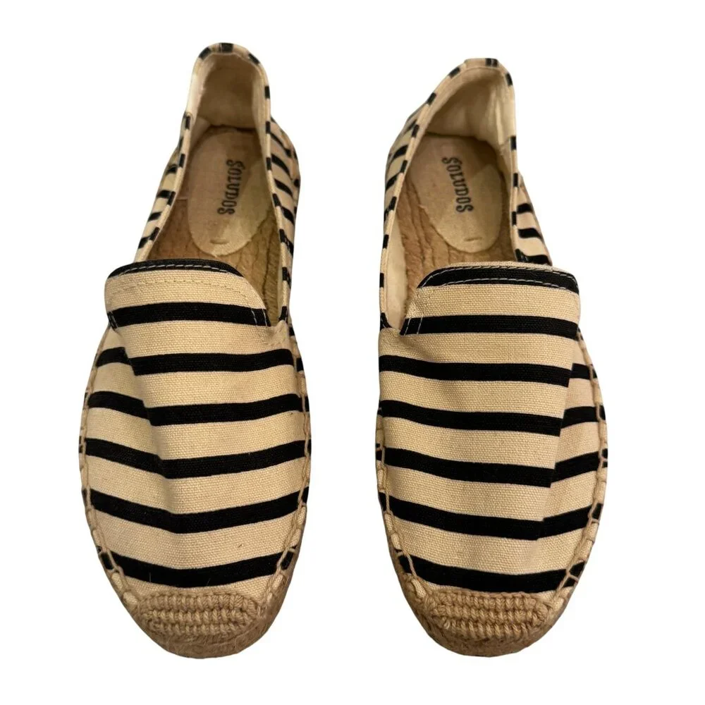 Like new! Soludos Navy & Natural Stripe Jute Platform Espadrilles Size 7